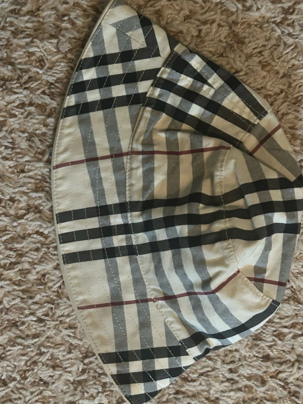 Infant Toddler Vintage Burberry Beige Plaid Bucket Hat